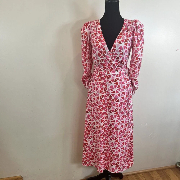 Area Stars Dresses & Skirts - Area Stars NWT Diamond LS Wrap Dress Pink Red XS